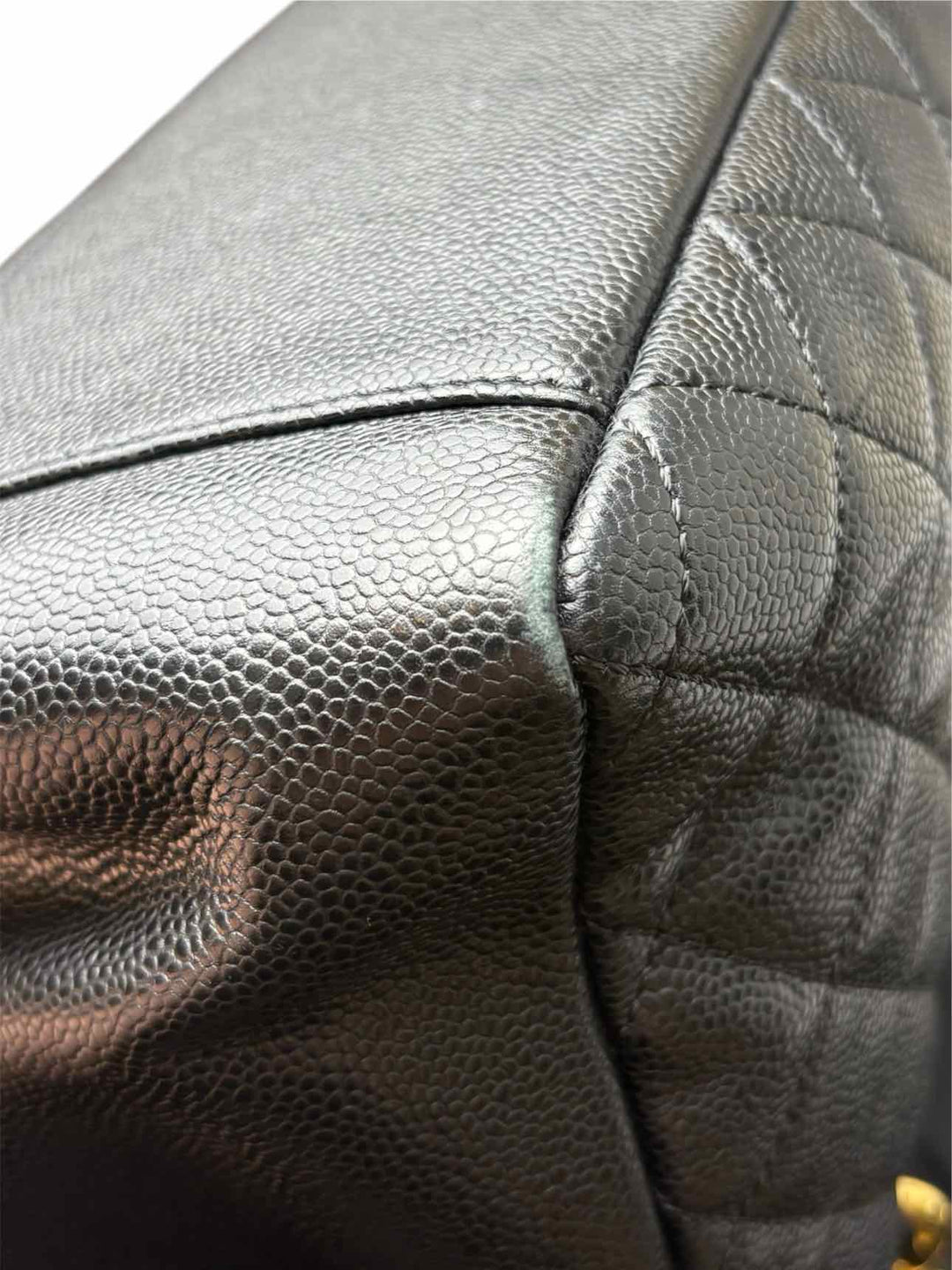 Chanel Black Caviar Quilted Leather Grand Shopping Tote Purse