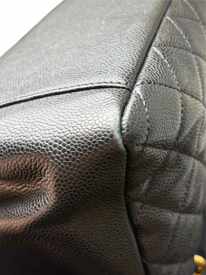 Chanel Black Caviar Quilted Leather Grand Shopping Tote Purse