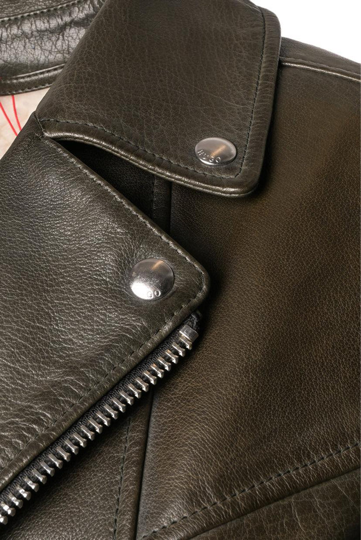 Hugo Boss Size M Leather Moto Jacket w/ Shearling Lining