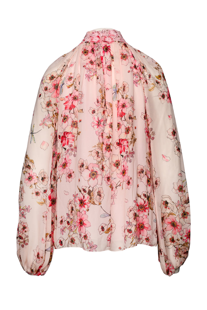 Giambattista Valli Size L Chiffon Floral Long Sleeve Tops