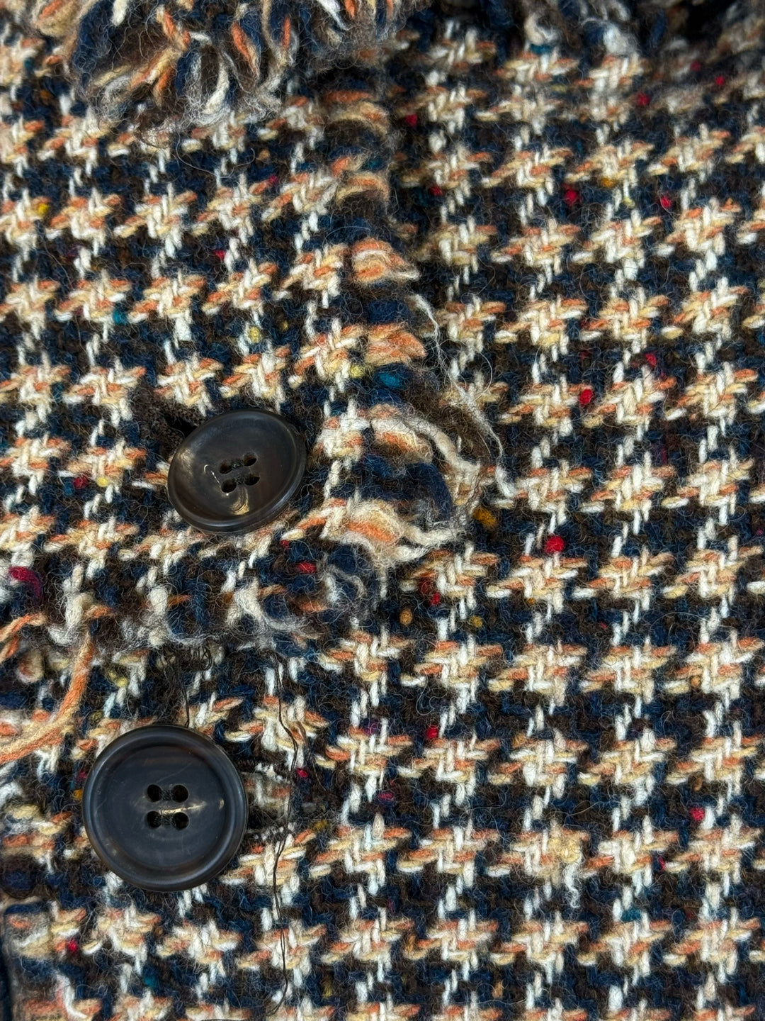 Junya Watanabe Size M Houndstooth Frayed Trench Coat