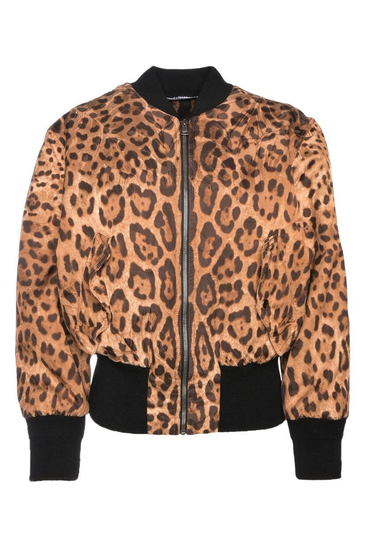Dolce & Gabbana Size 38 Leopard Print Bomber Jacket