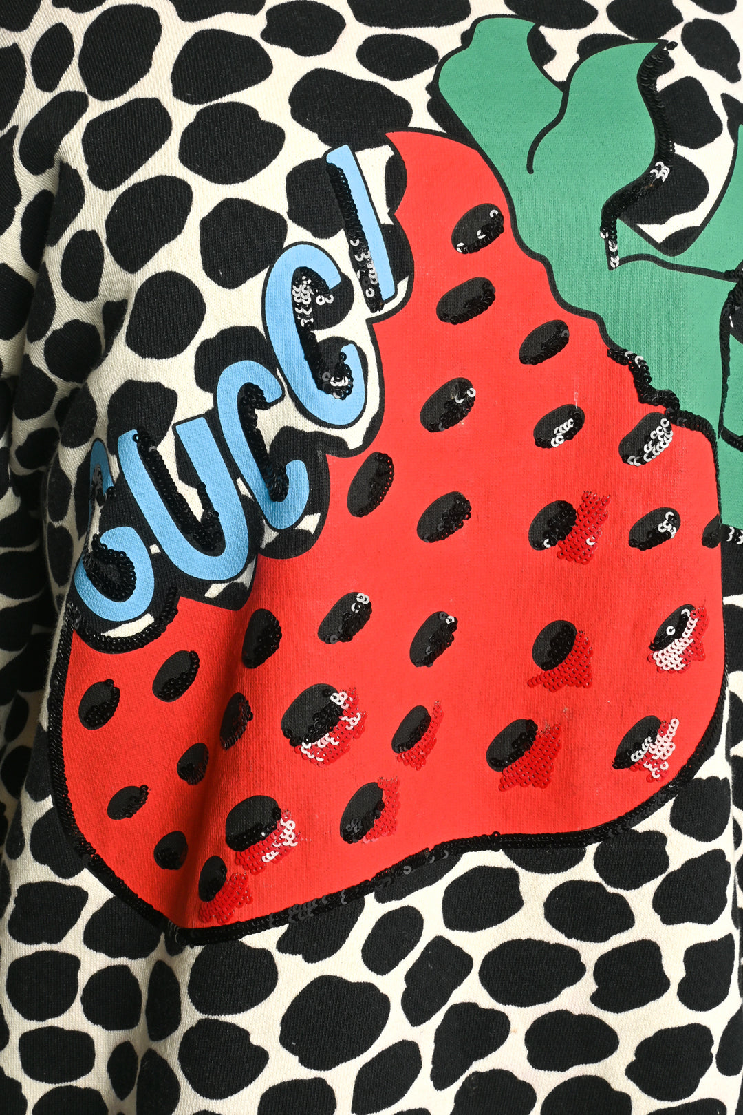 Gucci Size L Sequin Embellished Strawberry Graphic Sweatshirt