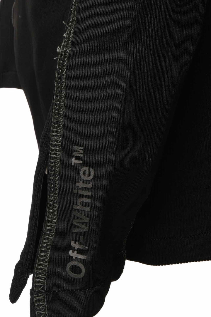 Off White Zip Up Ribbed Longsleeve Dress