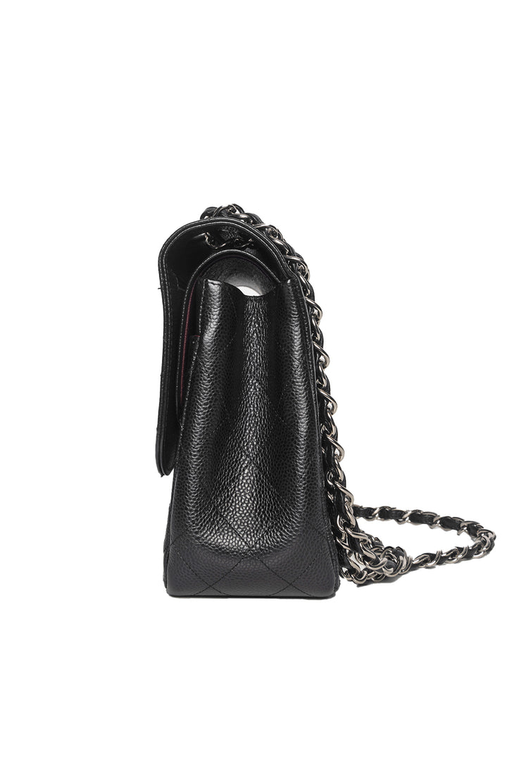 Chanel 2012 Jumbo Caviar Leather Double Flap Shoulder Bag