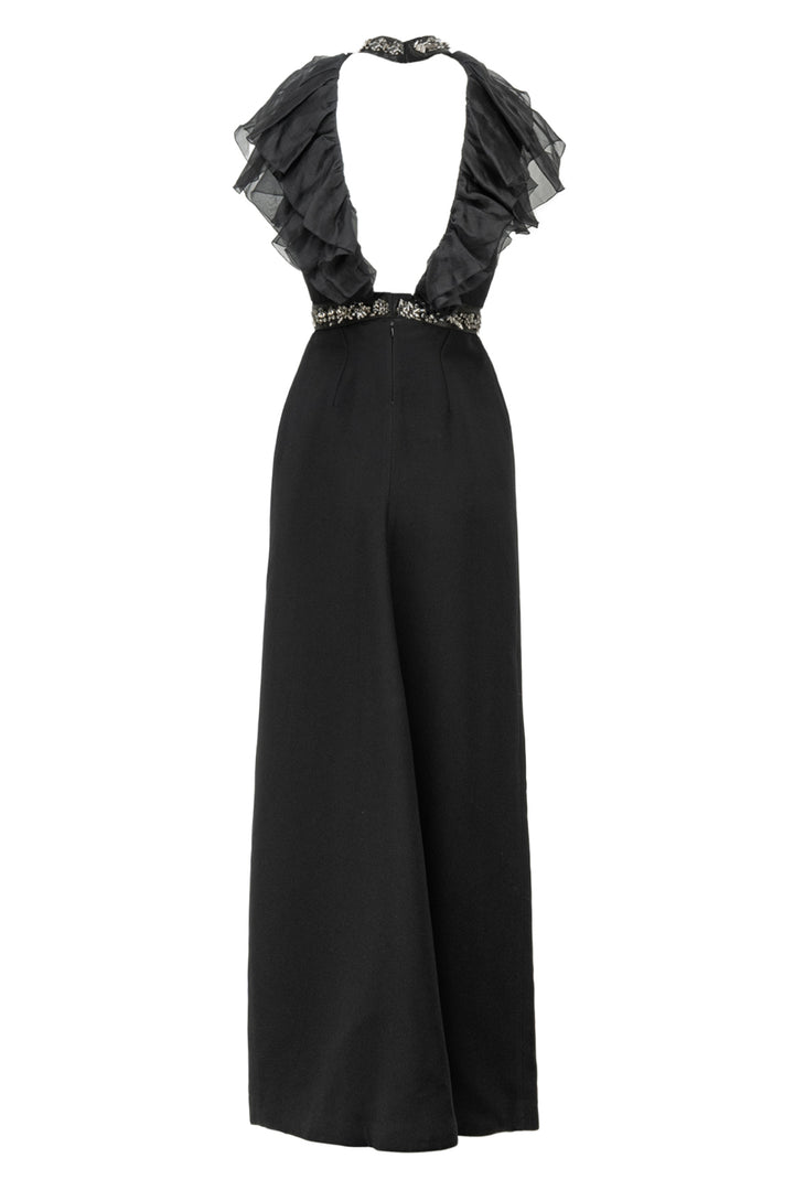 Prada Size 2 2019 Embellished Ruffle High Neck Gown