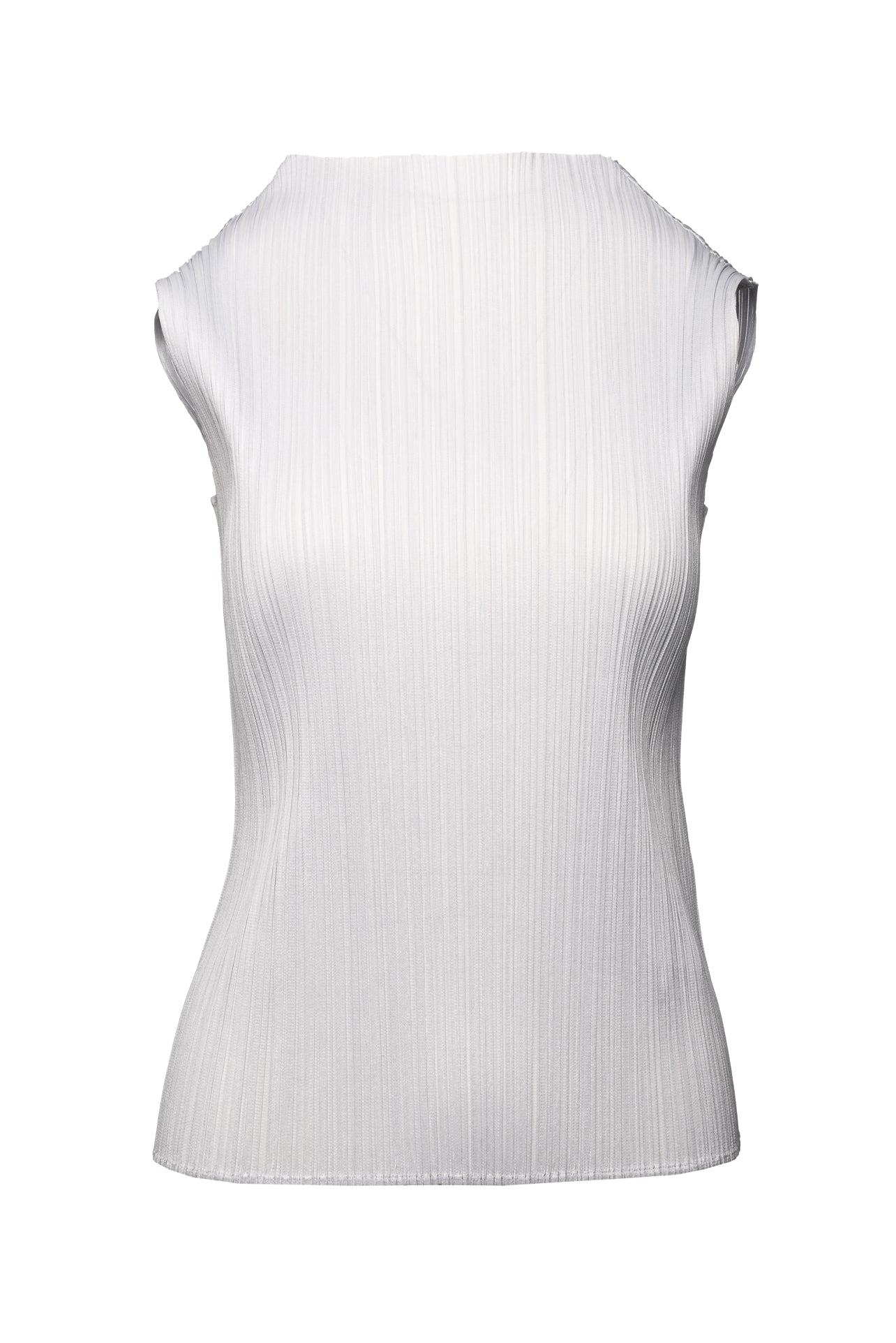 Pleats Please Size 5 Mock Neck Pleated Sleeveless Tops - Luxury