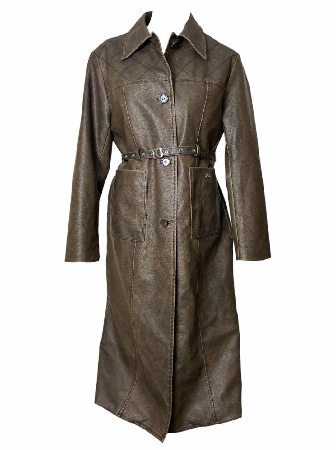 Kijun Size M Faux Leather Long Coat