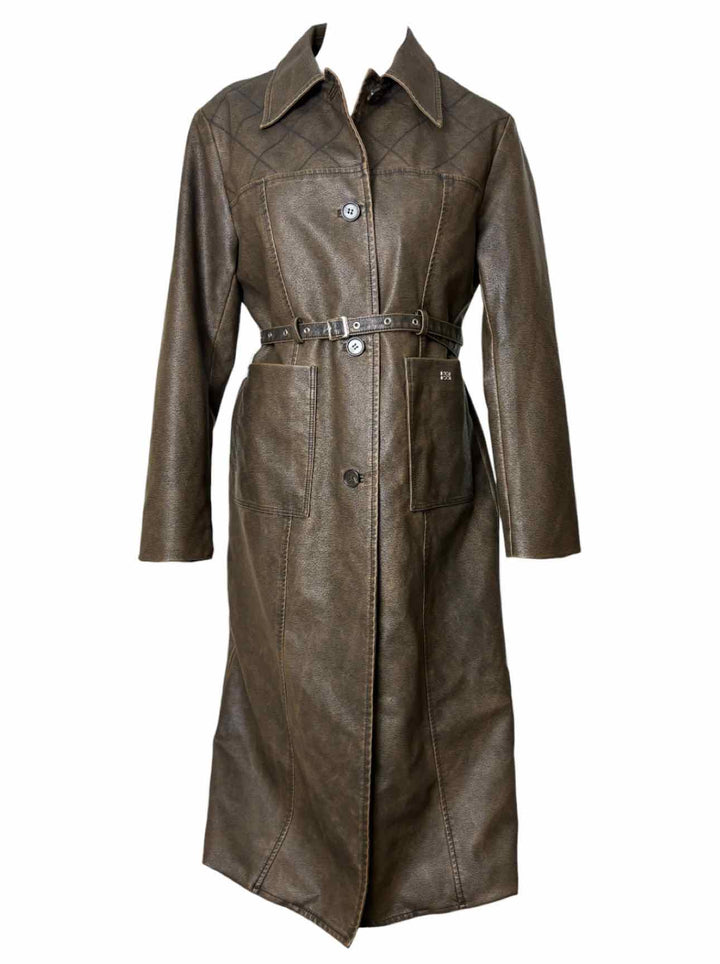 Kijun Size M Faux Leather Long Coat