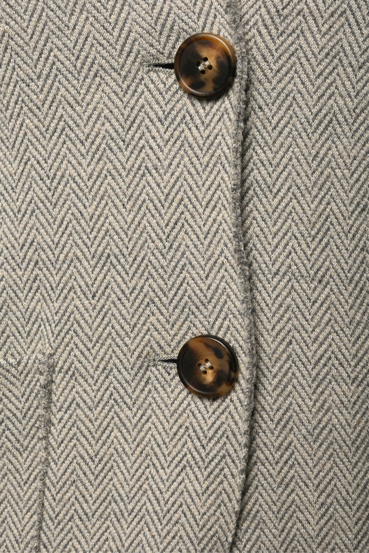Weekend Max Mara Size 6 Single Breasted Raw Edge Herringbone Jacket