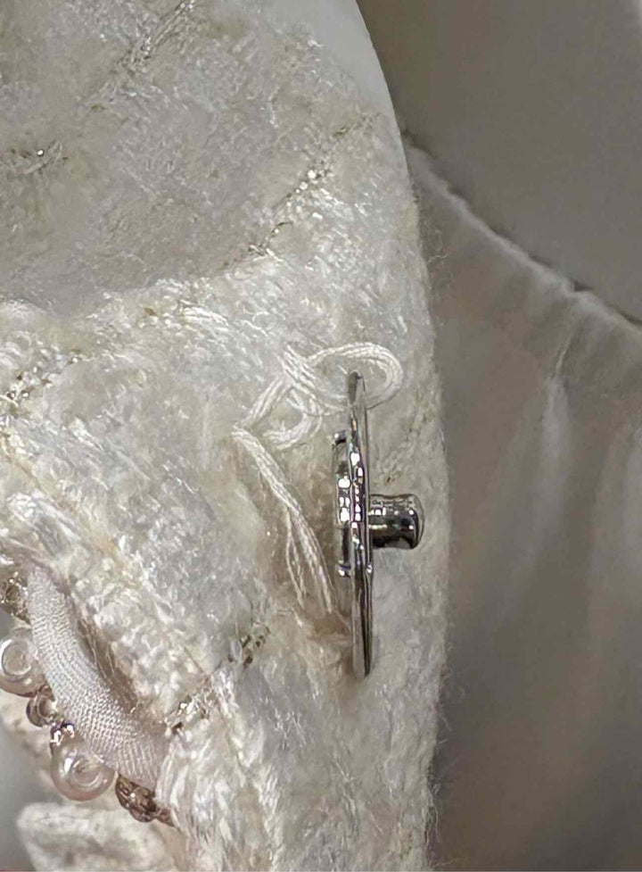 Self Portrait Size 6 Bridal Satin and BouclÃ© Maxi dDress