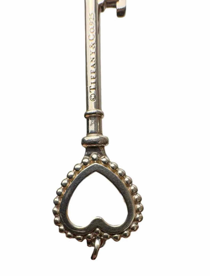 Tiffany & Co 925 Silver Beaded Heart Key Pendant Necklace