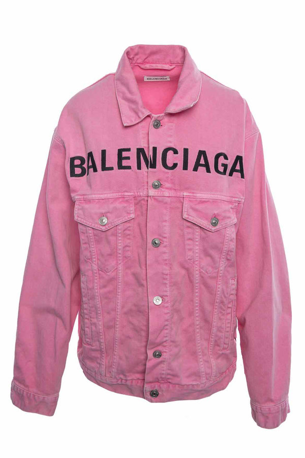 Balenciaga 2020 Distressed Logo Denim Jacket