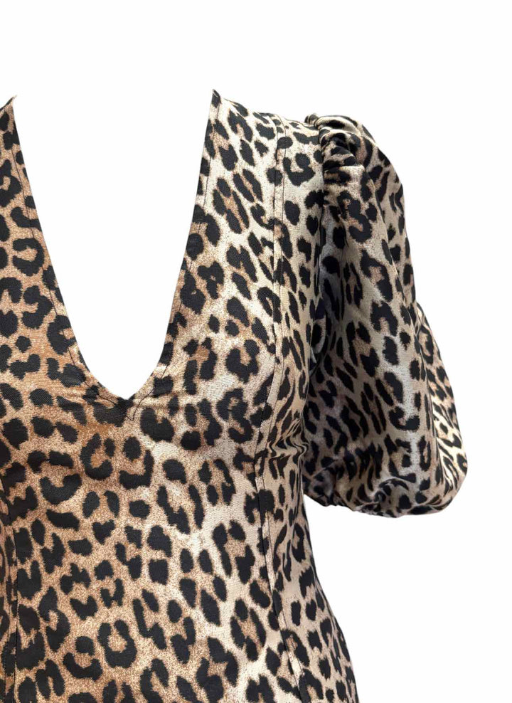 Ganni Size 32 Leopard Print Dress