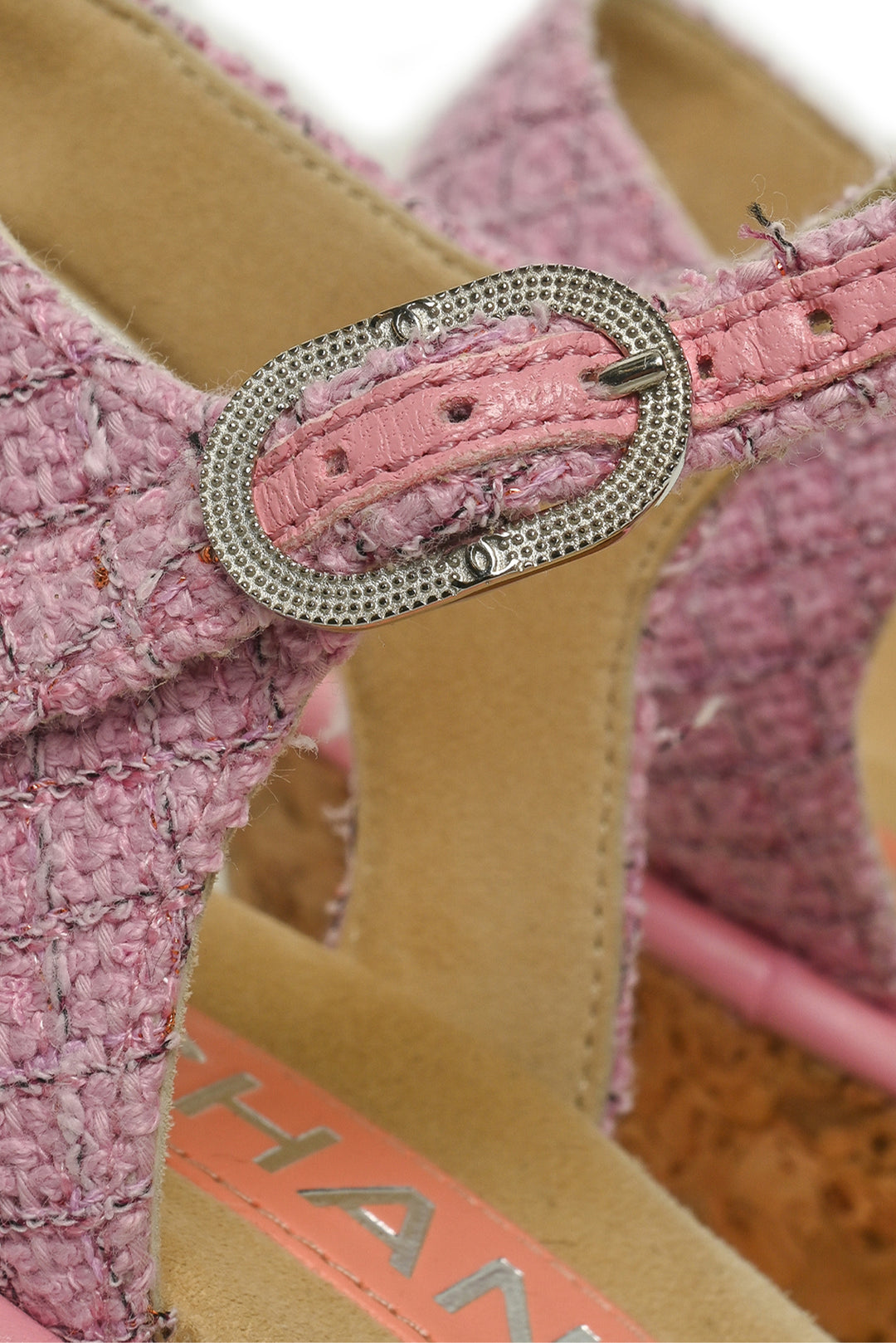 Chanel Size 39 Tweed & Cork CC Wedge Sandals