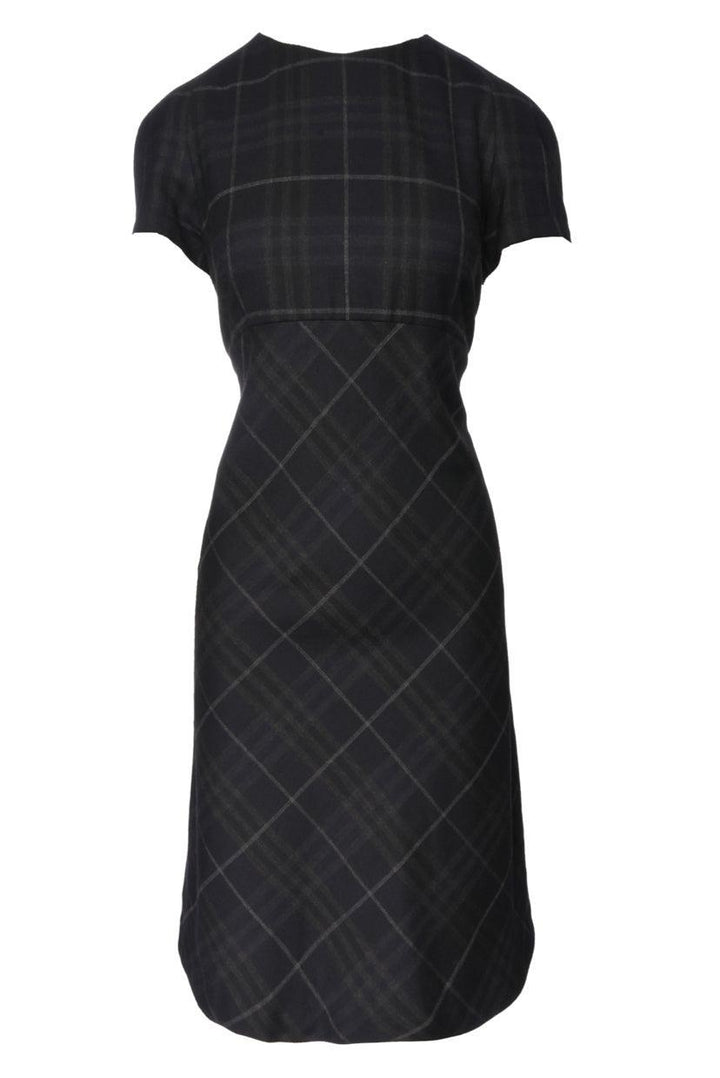 Burberry London Size 8 Short Sleeve Plaid Wool Dress