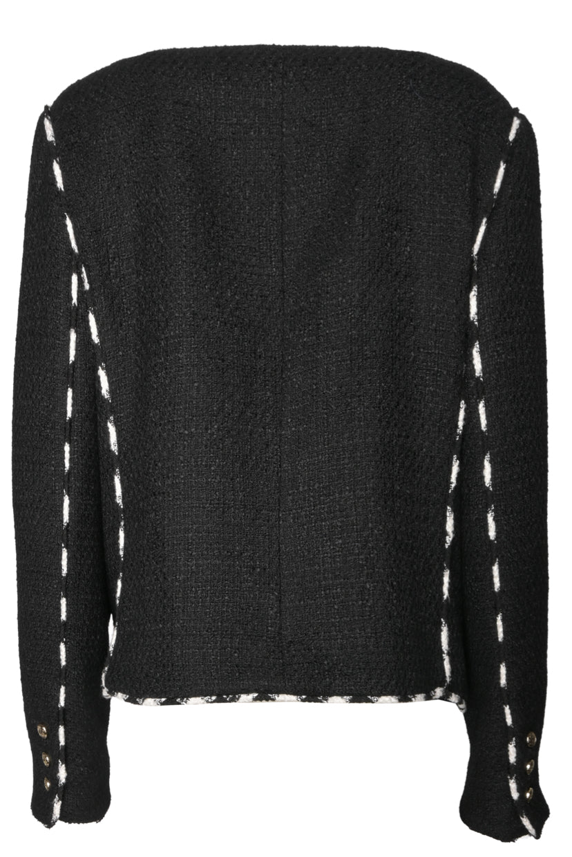 Elie Saab Size 46 Top Stitched Tweed Short Jacket