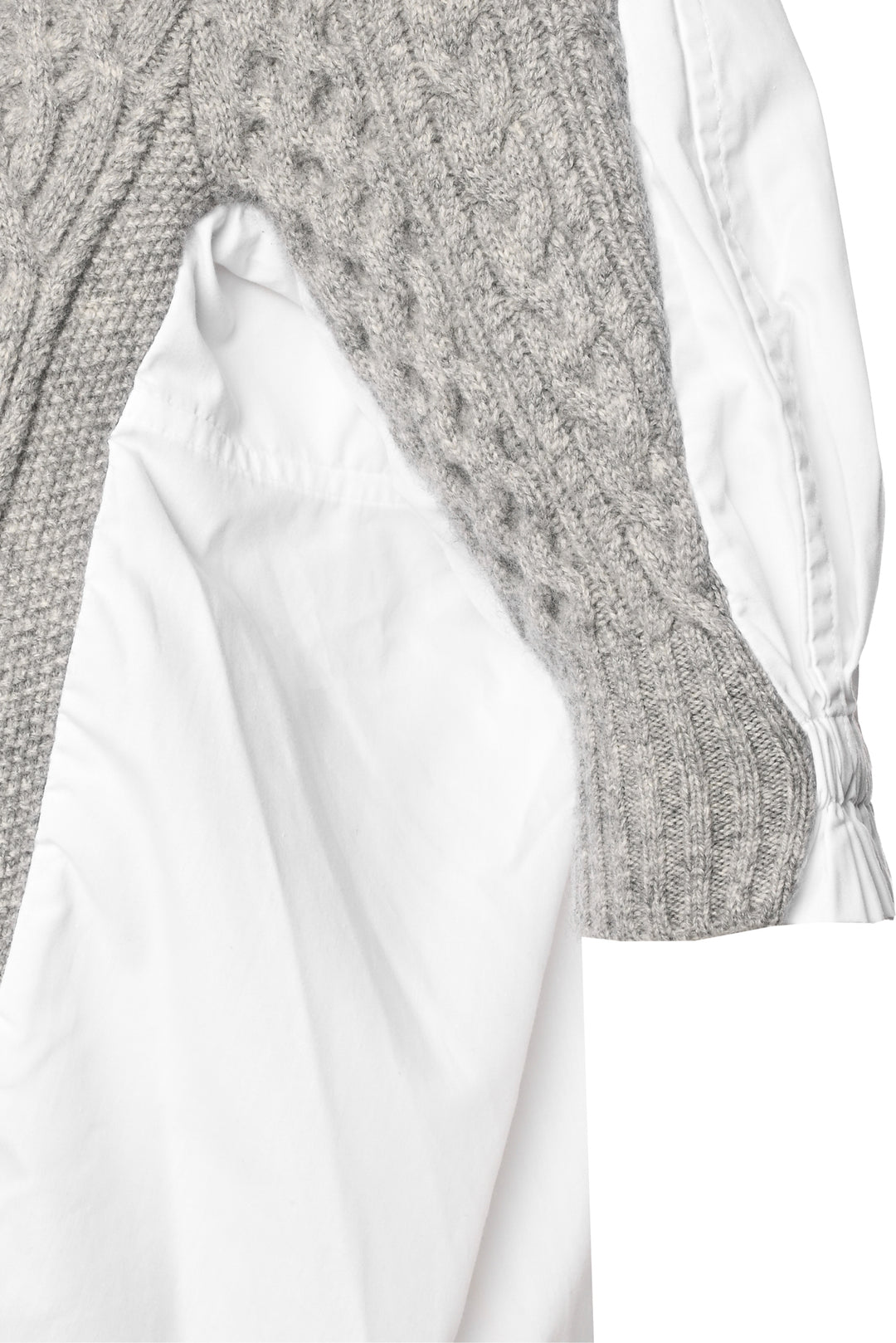 Sacai Size 2 Cable Knit Mixed Media Blouse