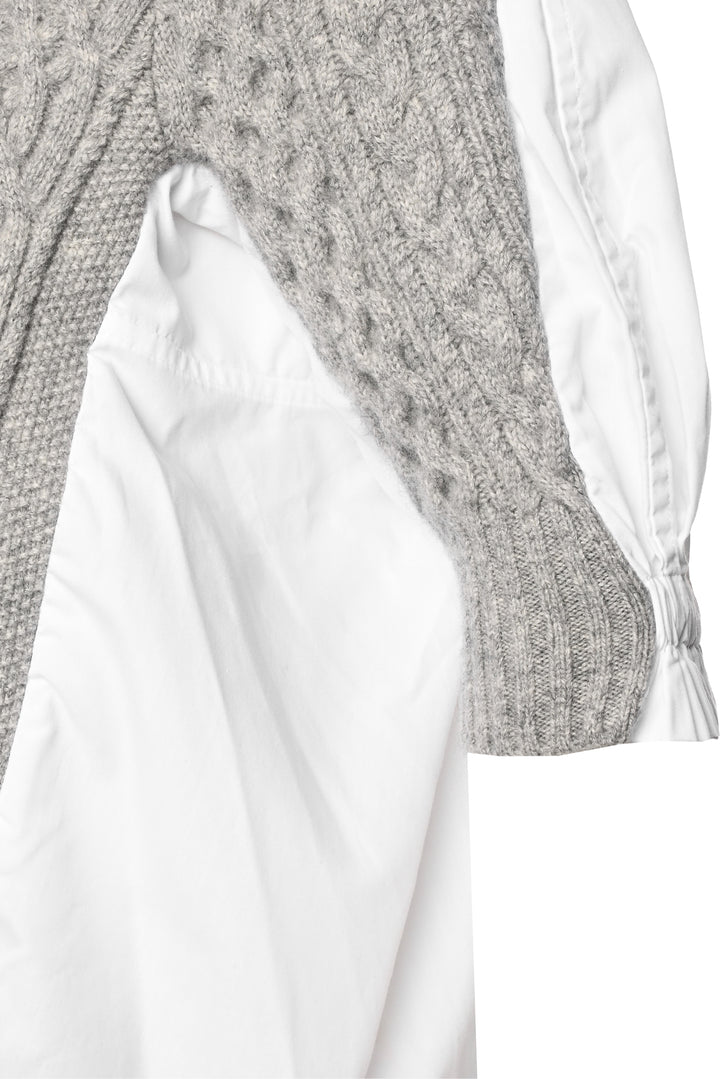 Sacai Size 2 Cable Knit Mixed Media Blouse