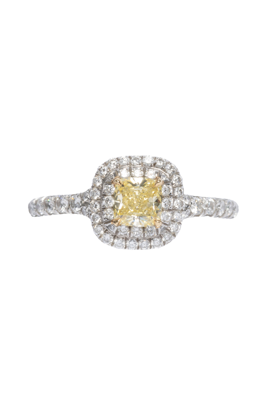 Tiffany Size 5 Platinum Cushion-Cut Yellow Diamond Ring