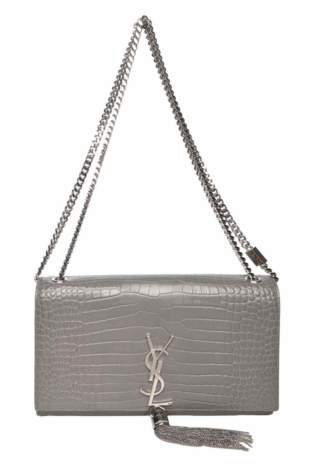Saint Laurent Croc Embossed Medium Kate Tassel Bag