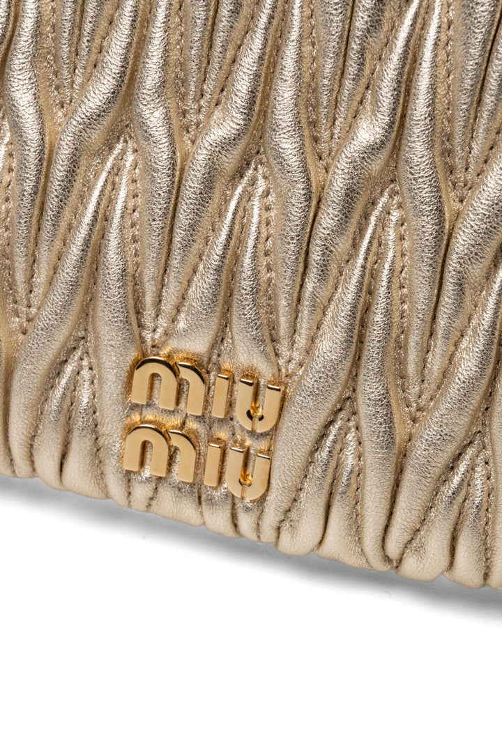 Miu Miu Metallic Matelasse Nappa Leather Zip Clutch
