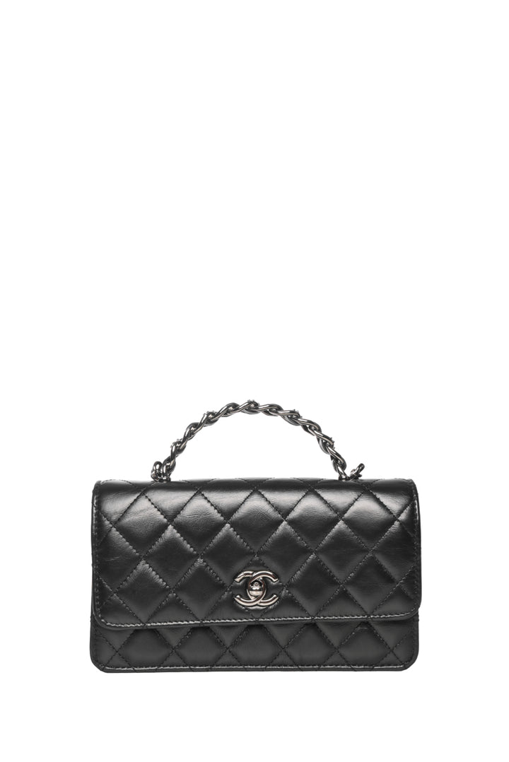 Chanel Quilted Calfskin Top Handle Wallet On Chain