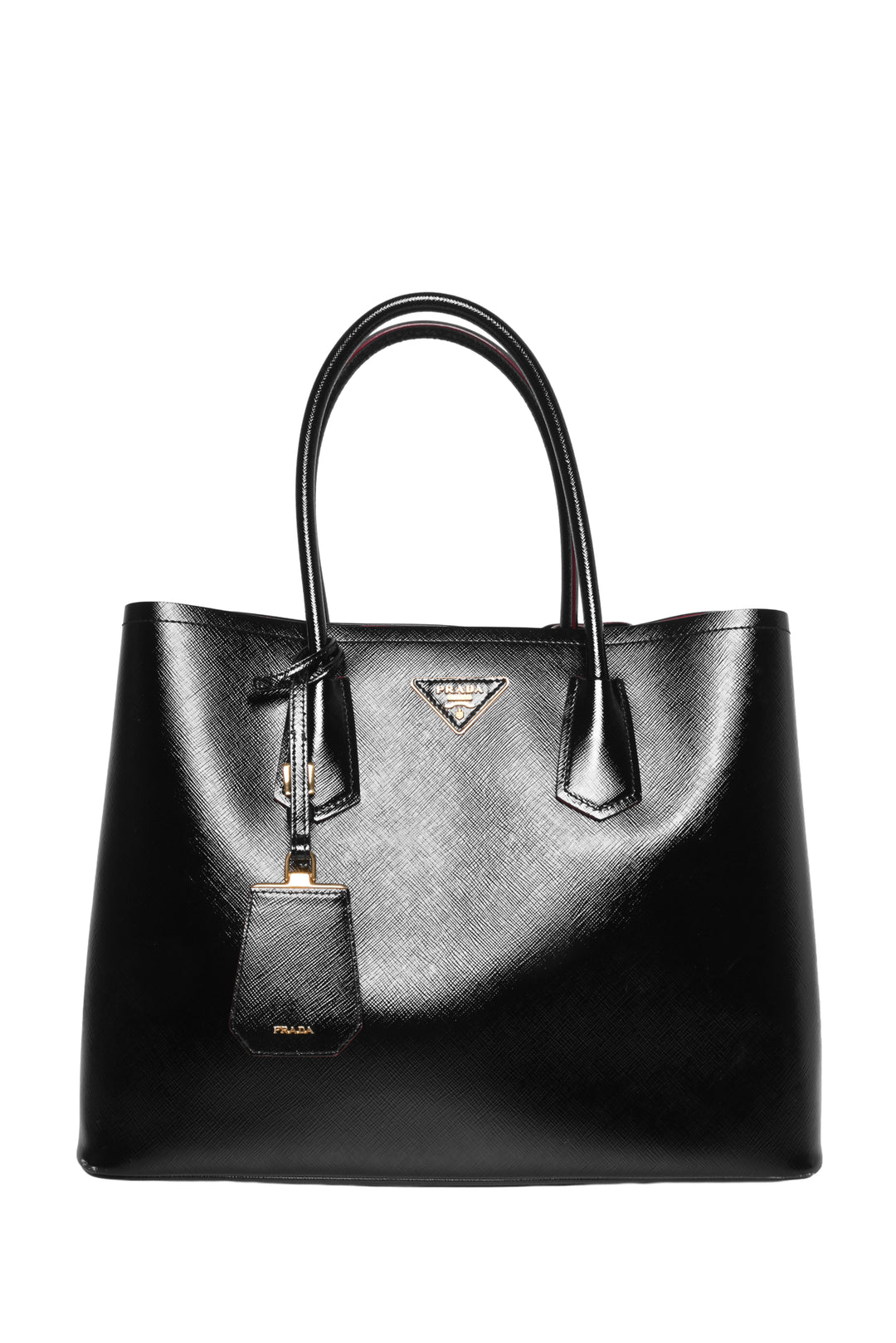 Prada Saffiano Vernice Leather Medium Double Tote
