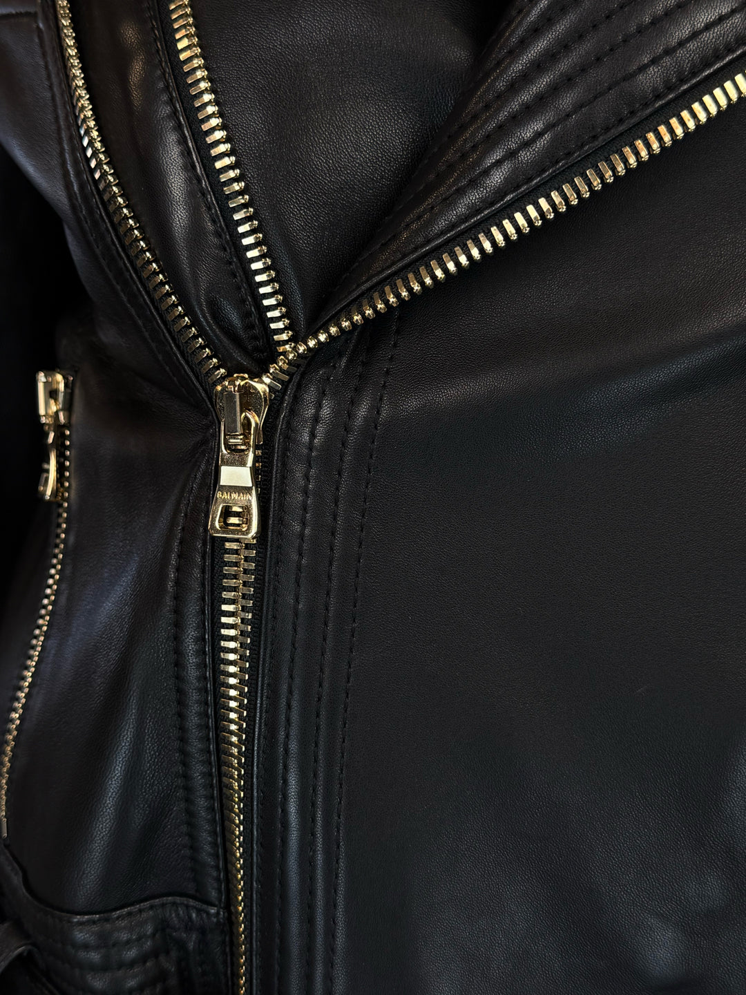 Balmain Size 38 Leather Biker Jacket