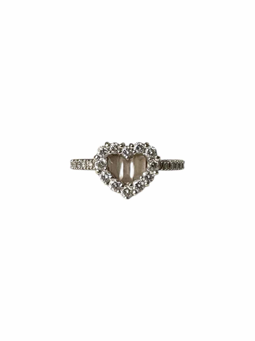 Gregg Ruth Size 4 18K White Gold & Diamond Heart Ring