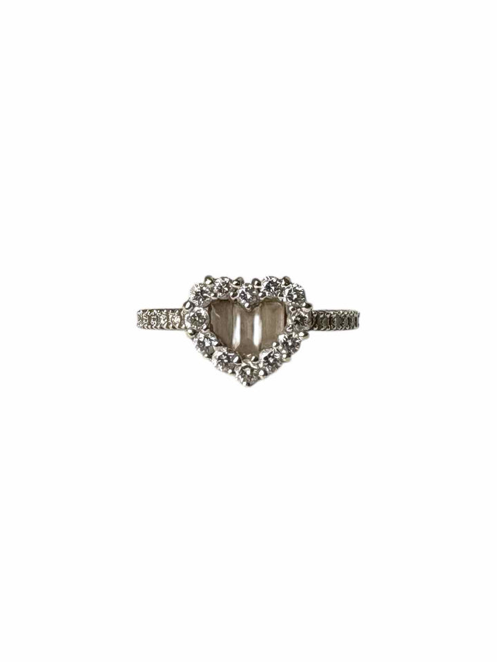 Gregg Ruth Size 4 18K White Gold & Diamond Heart Ring