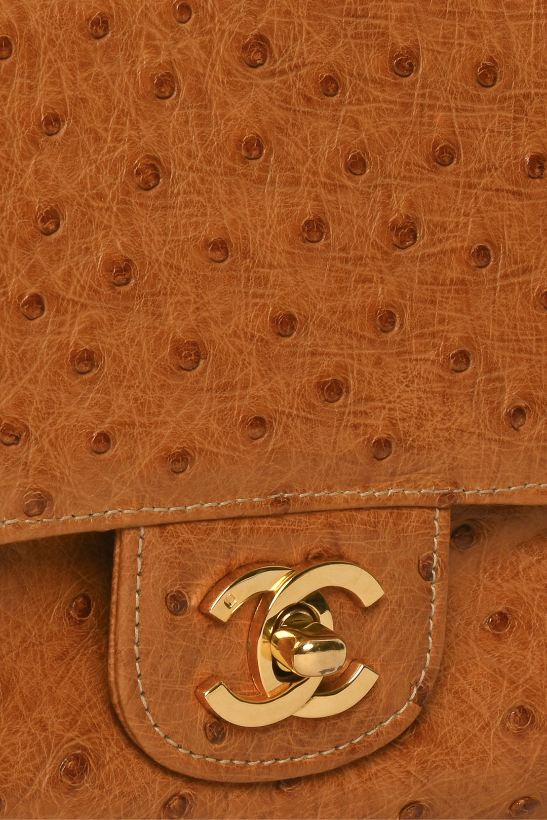 Chanel Rare Vintage 1986-1988 Ostrich Leather Small Double Flap Shoulder Bag