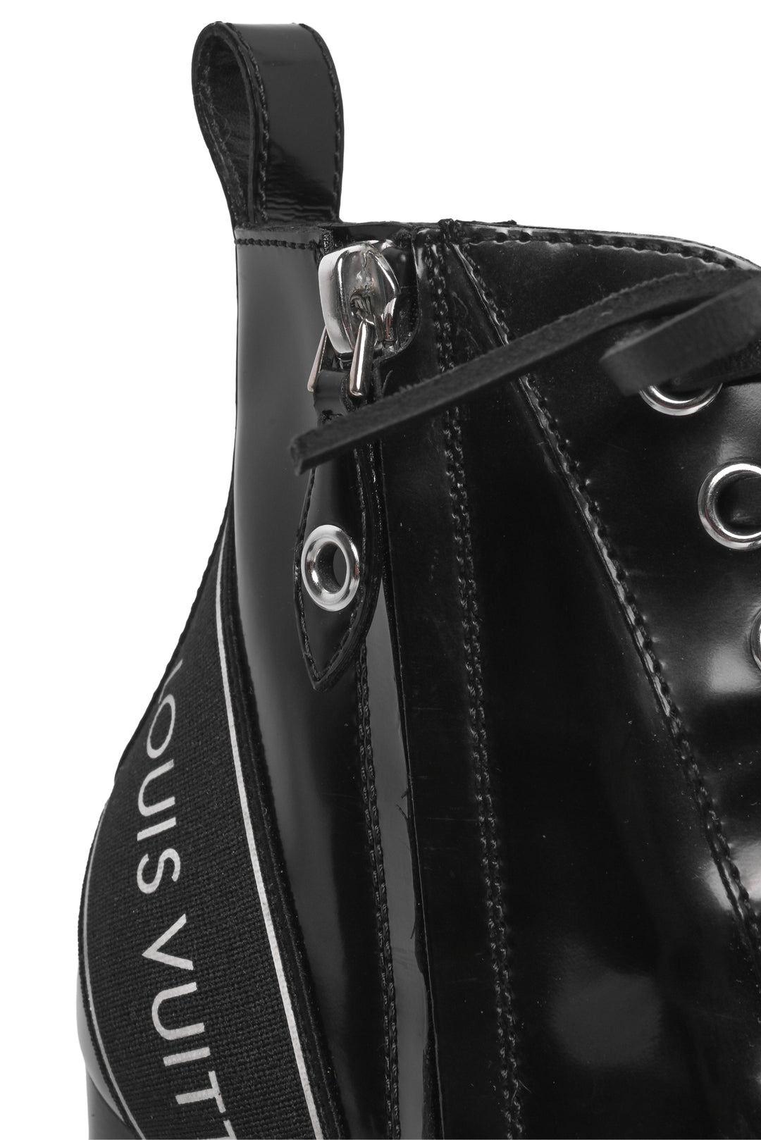 Louis Vuitton Size 36 Patent Logo Combat Ankle Boots