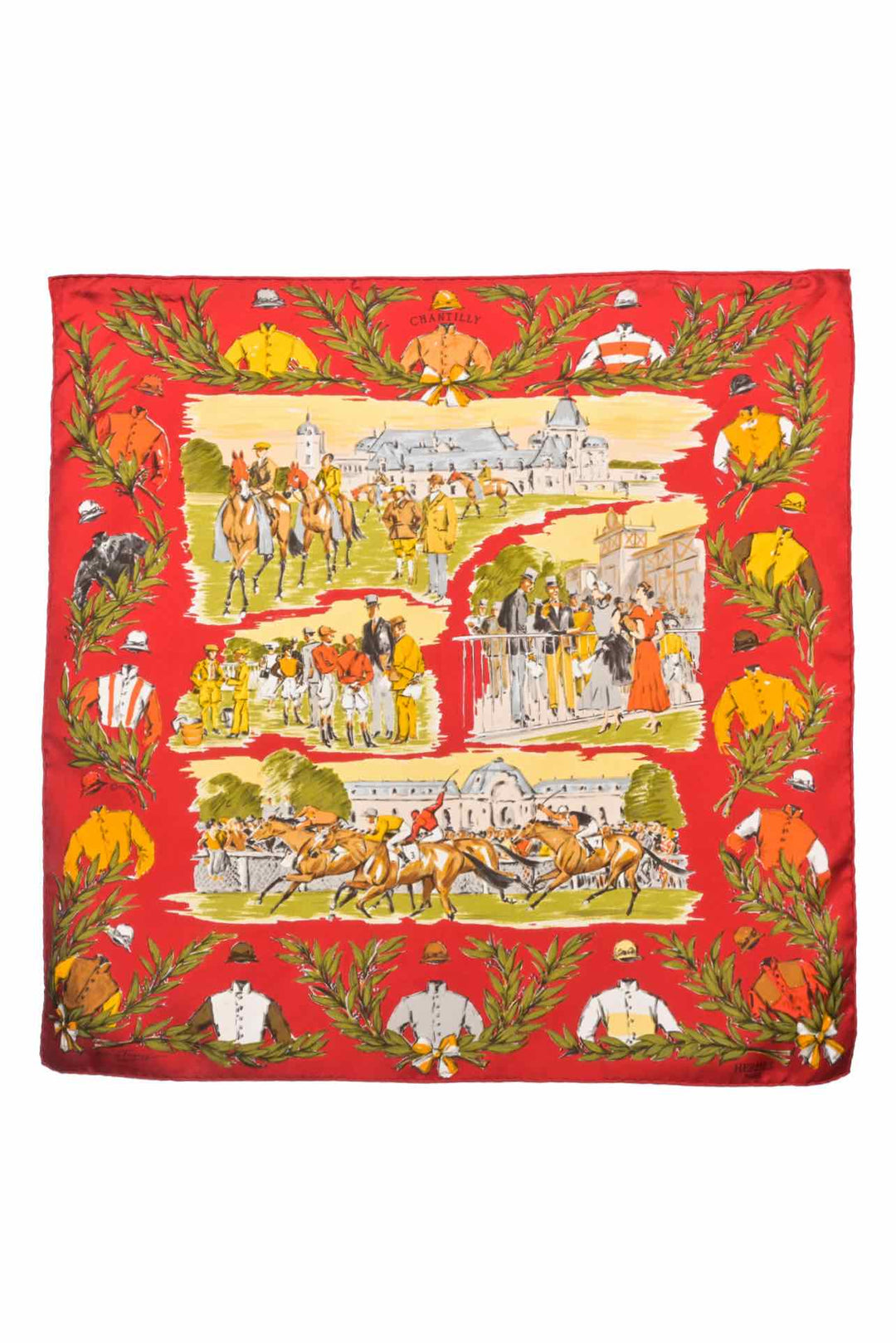 Hermes Gavroche Chantilly by Maurice De Taquoy Pocket Square Scarf