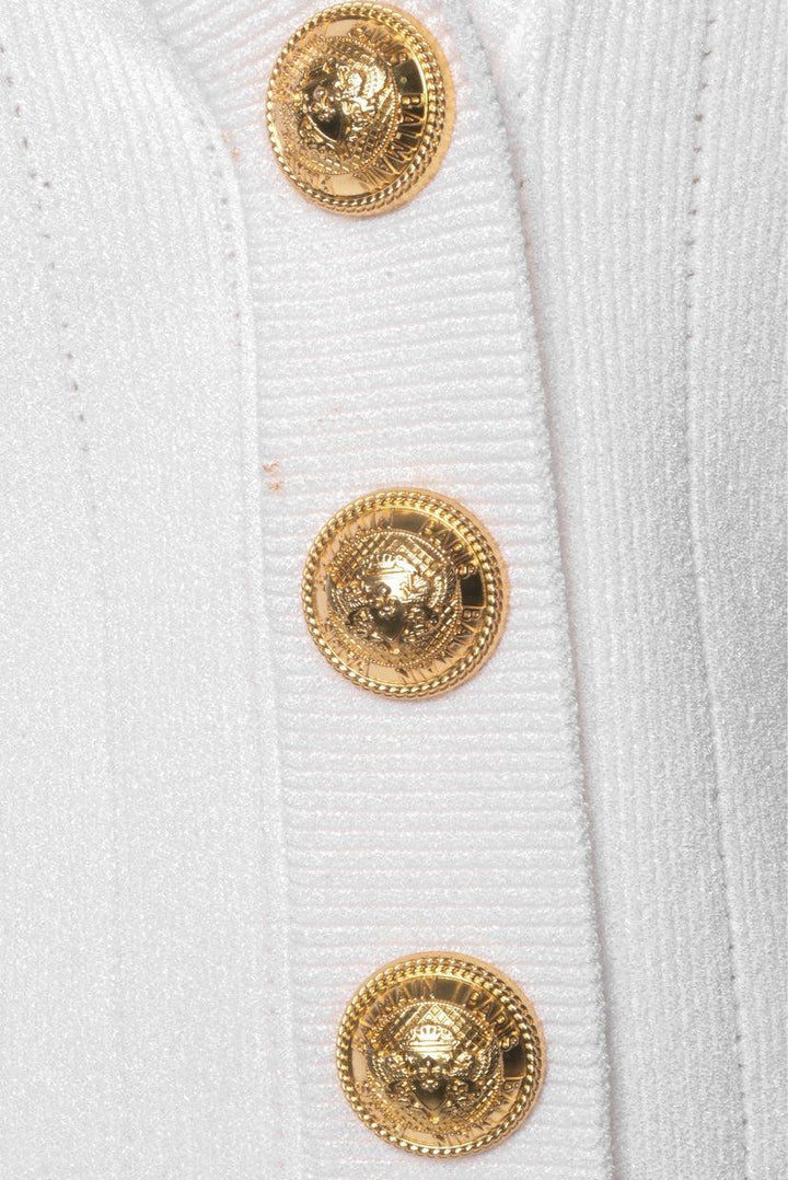 Balmain Size 42 Cropped Knit Cardigan