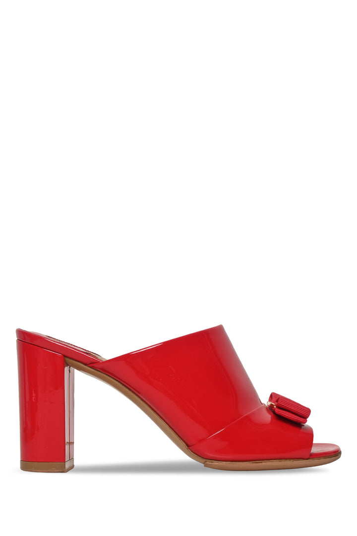 Ferragamo Size 8 Vara Bow Block Heel Mule Sandals