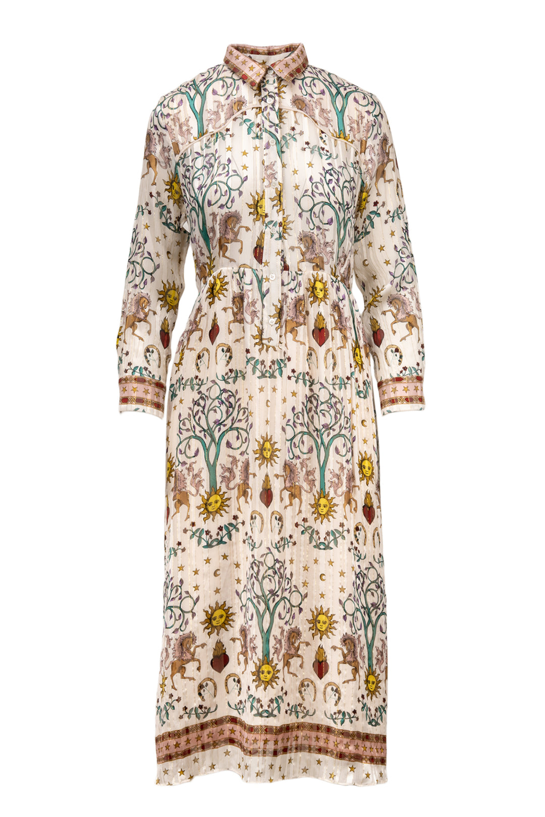 Sandro Size 38 Silk Astrology Print Maxi Dress
