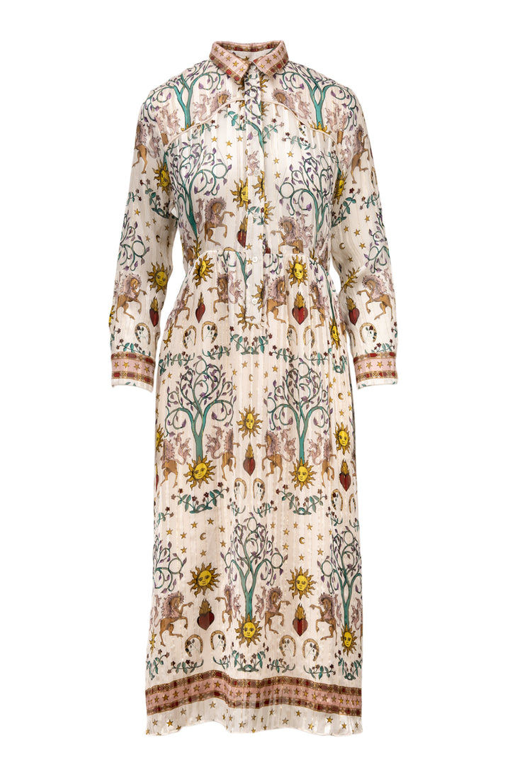 Sandro Size 38 Silk Astrology Print Maxi Dress