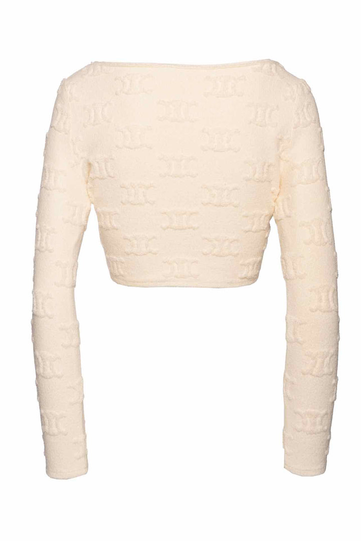 Celine Size S Triomphe Terry Cotton Crop Tops