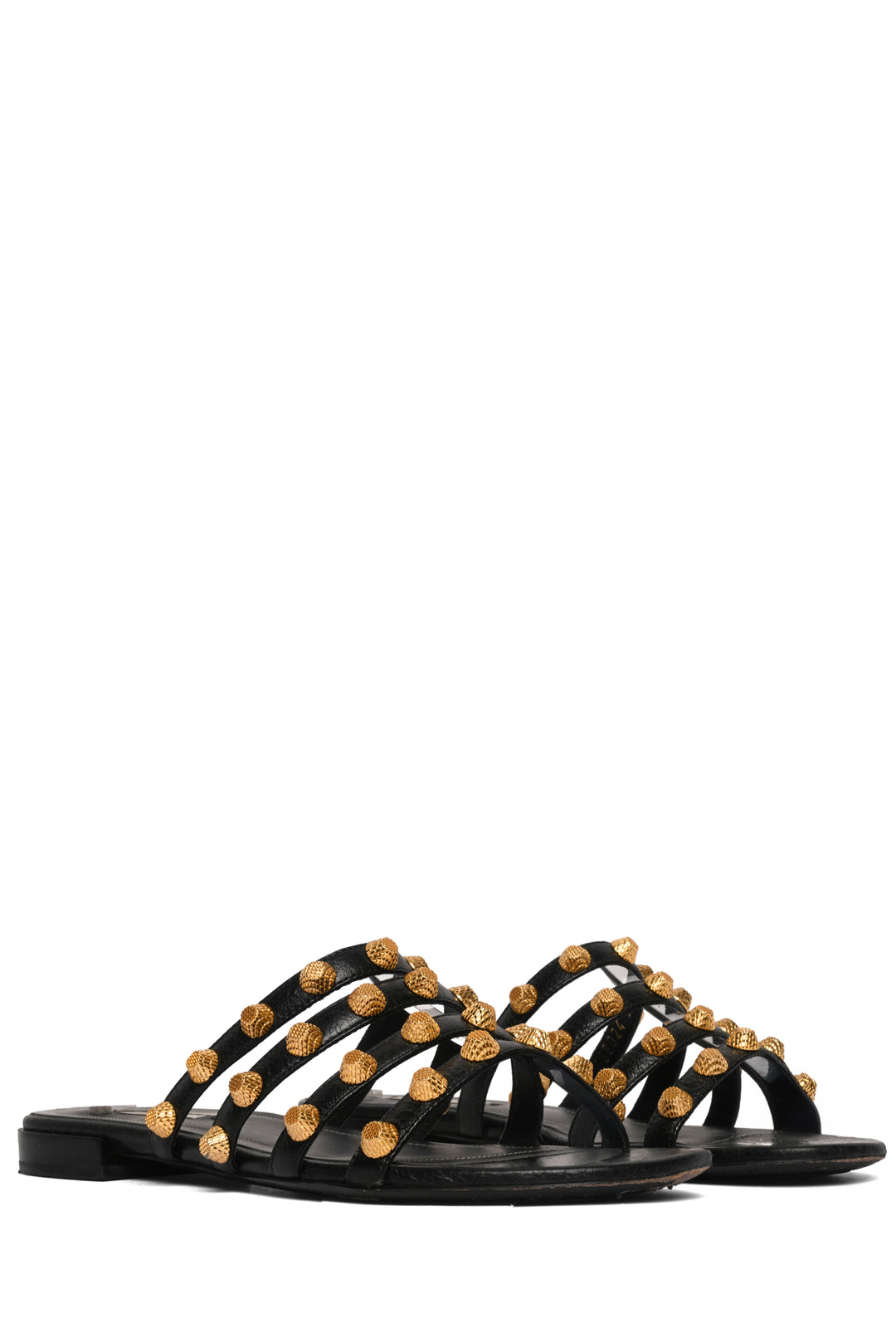 Balenciaga Size 36 Arena Studded Agneau Leather Slide Sandals