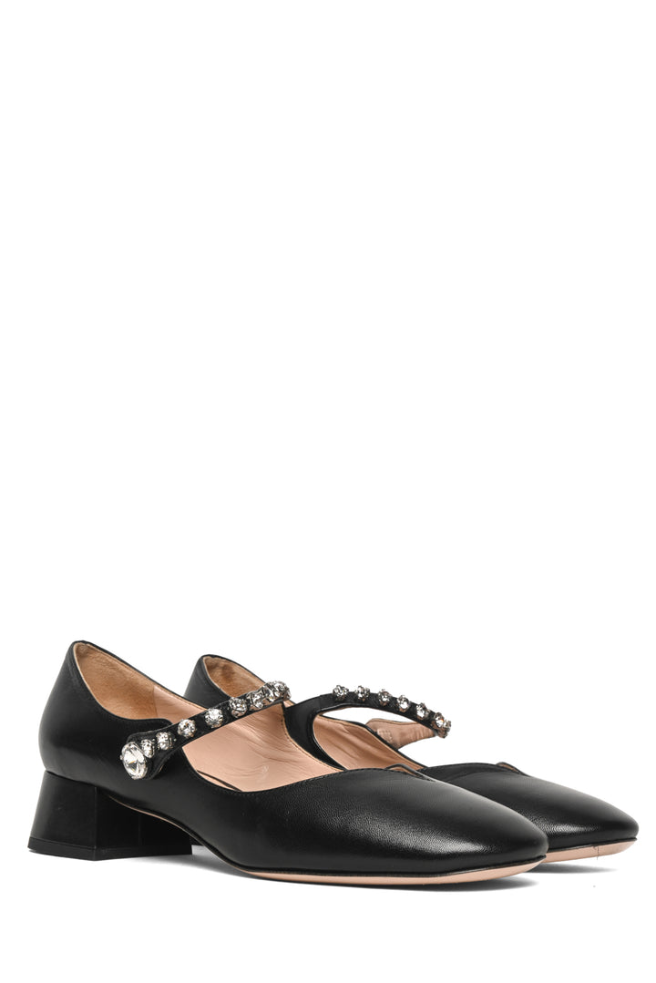 Miu Miu Size 34.5 Block Heel Mary Janes