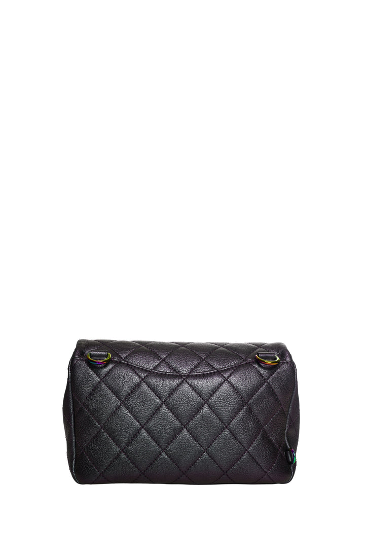 Chanel 2016-2017 Iridescent Quilted Small Double Carry Waist Chain Flap Bag