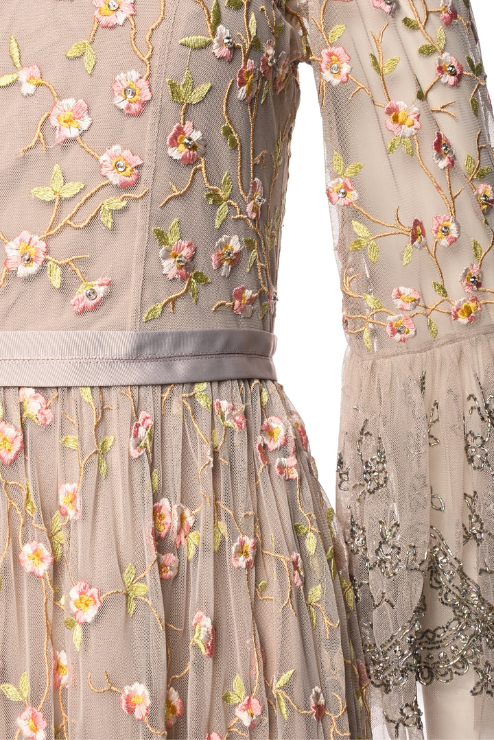 Needle & Thread Size 6 Climbing Blossom Embroidered & Beaded Maxi Length Dress