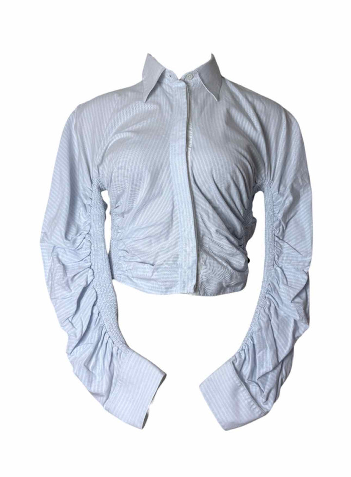 Celine Size 38 Striped Cotton Blouse