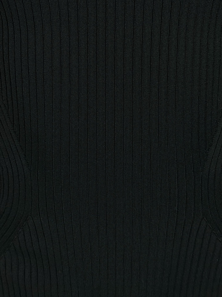 Mugler Size XL Turtleneck Ribbed Knit Sleeve Cutout Tops