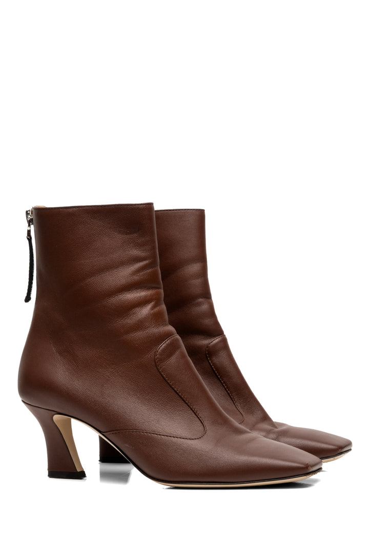 Fendi Size 35.5 Ffreedom Square-toe Leather Ankle Boots