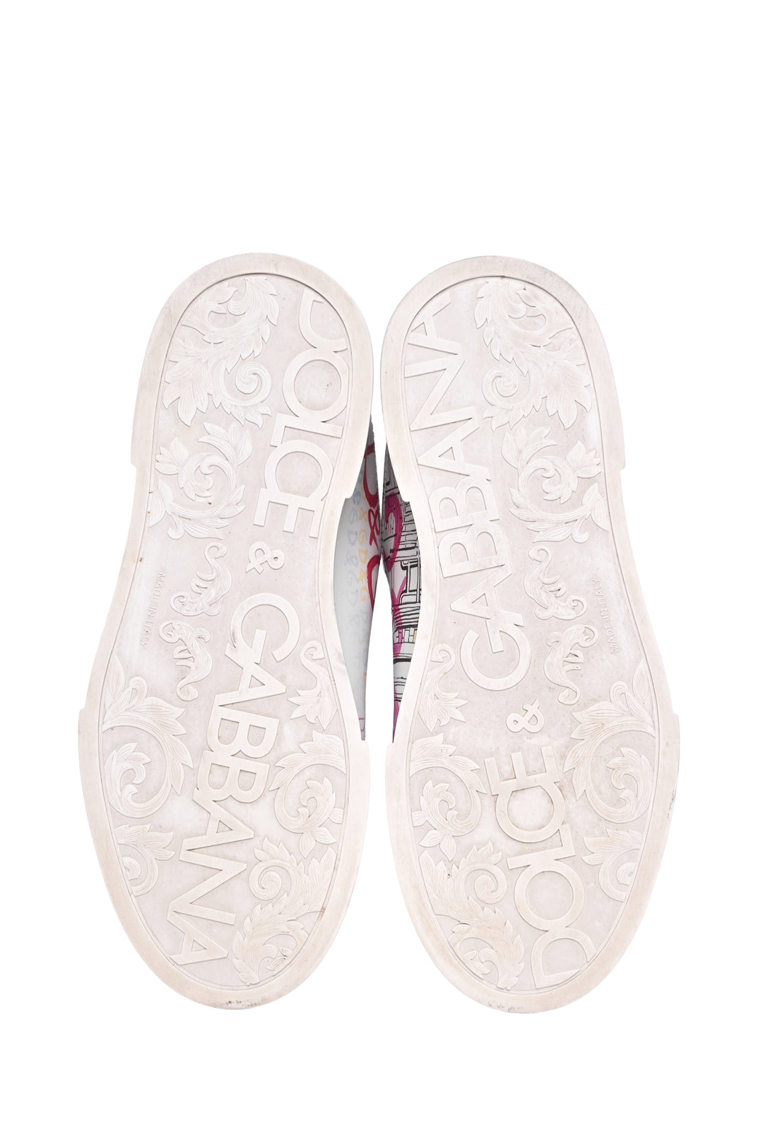 Dolce & Gabbana Size 38 Leather Graffiti Print Low-Top Sneaker