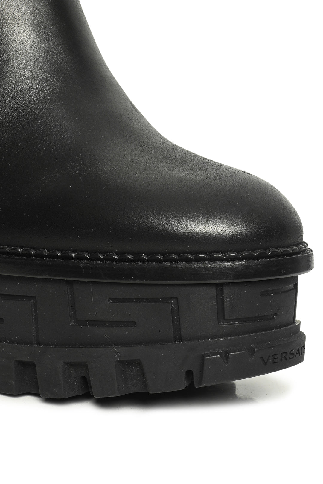 Versace Size 41 Greca Labyrinth Leather Platform Ankle Boots