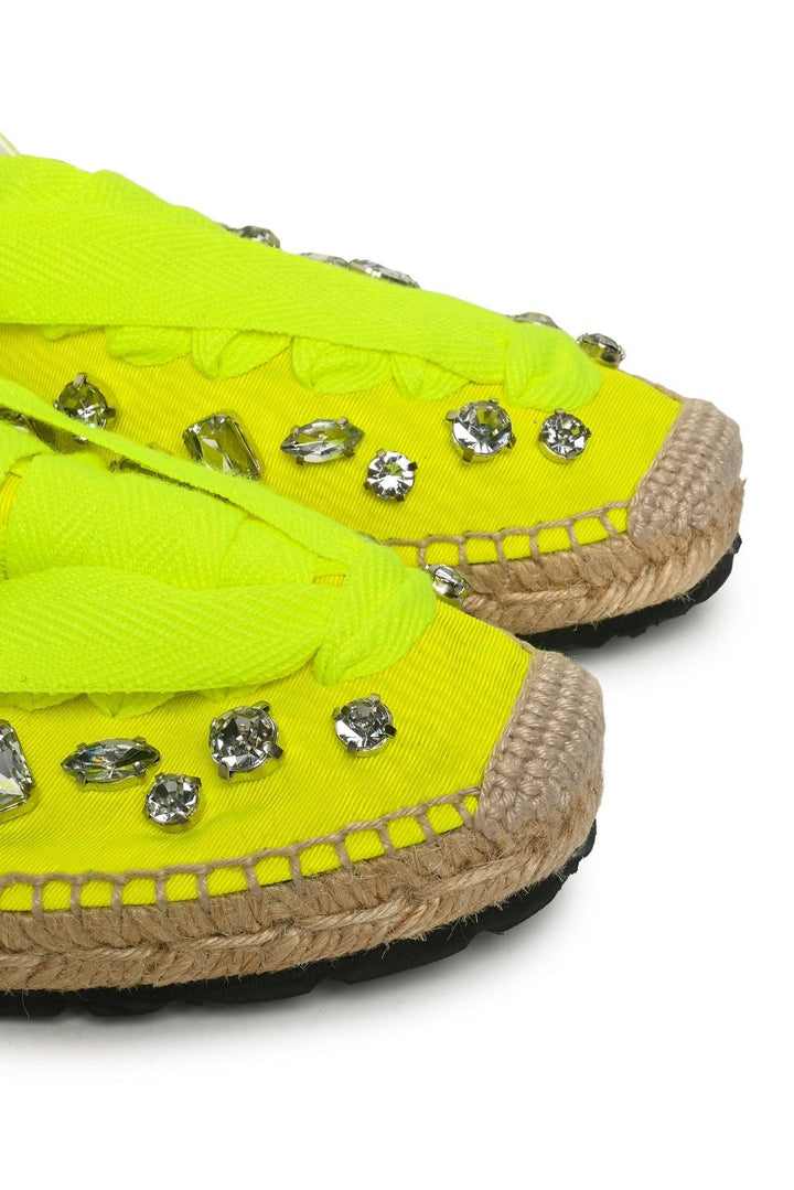 Loewe x Paula's Ibiza Size 41 Lace Up Crystal Espadrilles