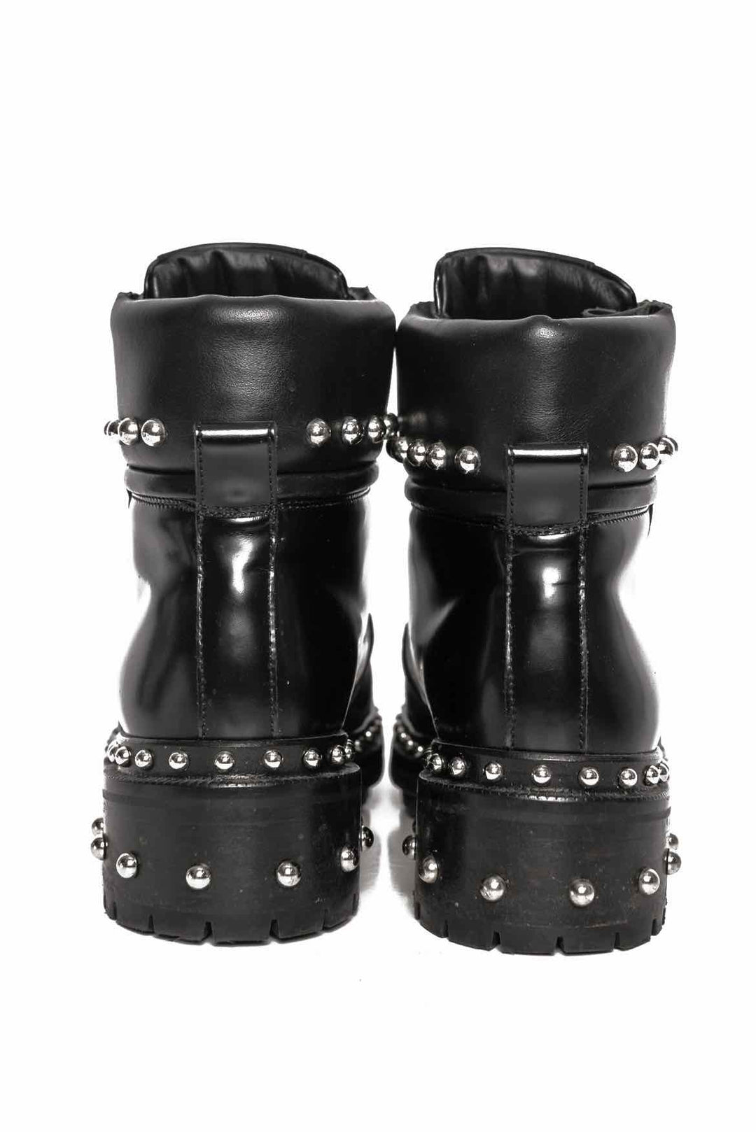 Balmain Leather Studded Accents Combat Boots Size 38